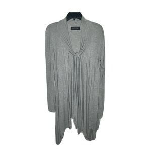 Zara Super Soft Cape Tie Front Gray Long Sleeve Cardigan - Large